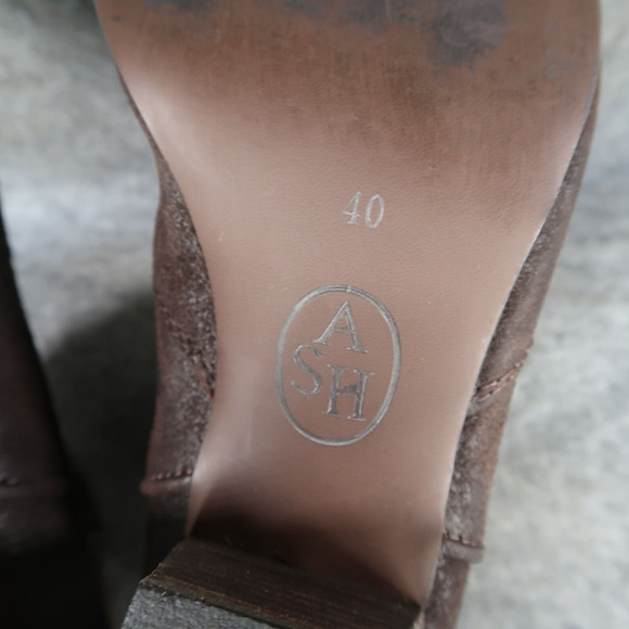 Ash Shoes Womens 40 Bootie Classic Leather Block Heel Pull On Jalouse Distressed - Picture 12 of 14